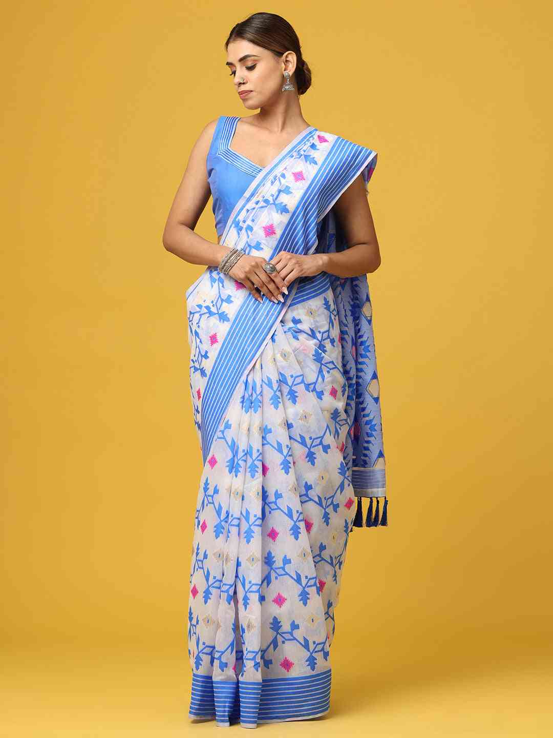  Dhakai Jamdani Cotton Silk Saree