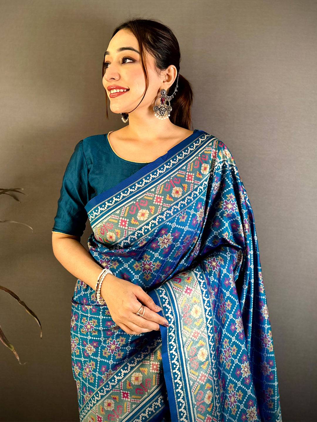 Radiant Blue Soft Silk Patola Weaving Saree