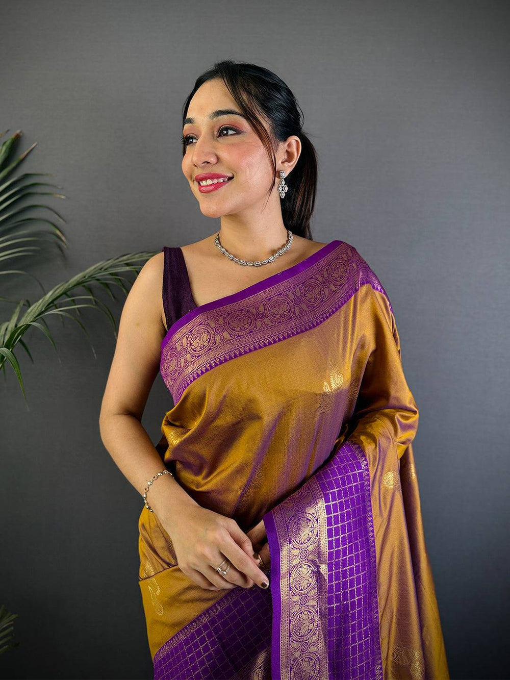 Golden Grace Tilak Butta Soft Silk Saree
