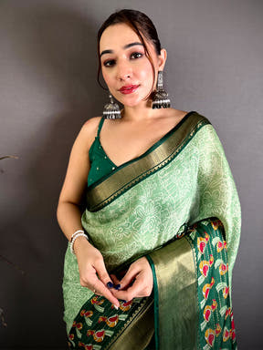 Radiant Zari Katha Pattern Kalamkari Saree