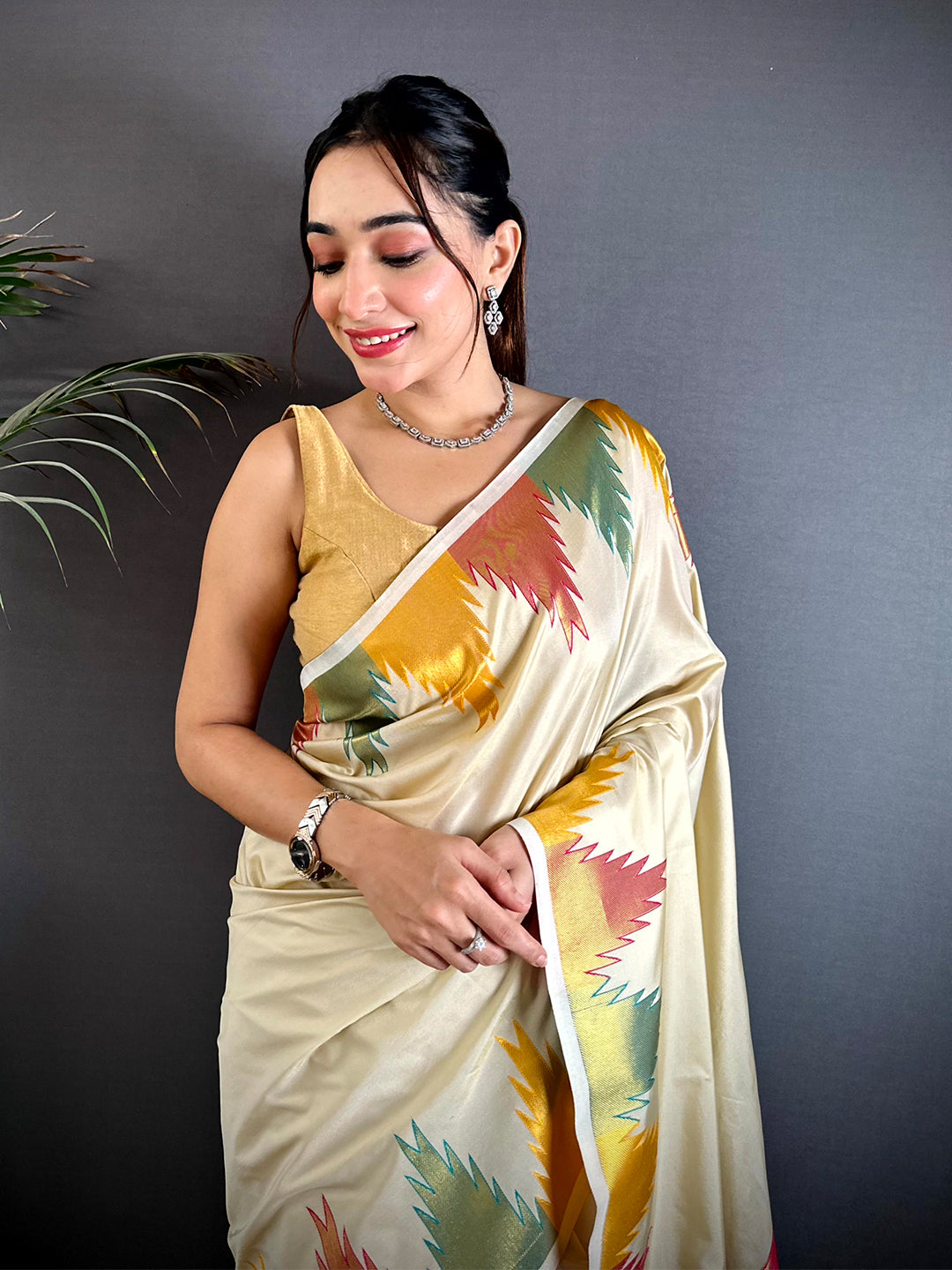 Chiku Copper Radiance Soft Silk Saree