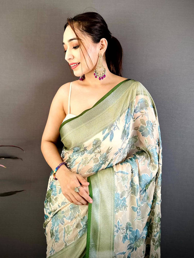 Radiant Brasso Floral Weaving Saree