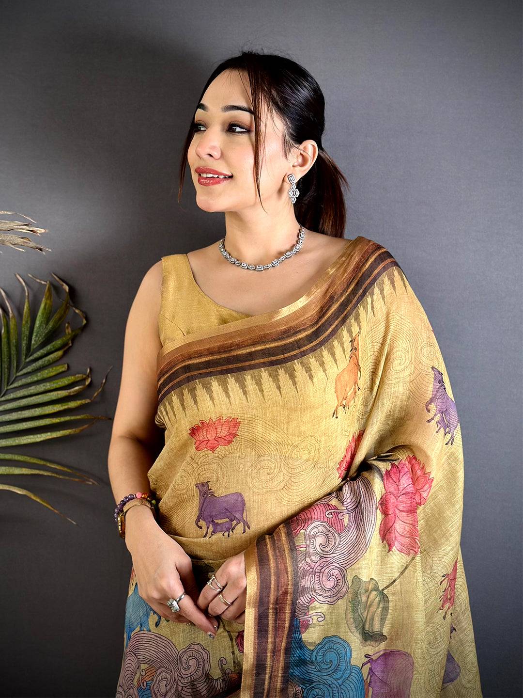 Royal Pichwai Linen Tissue Saree