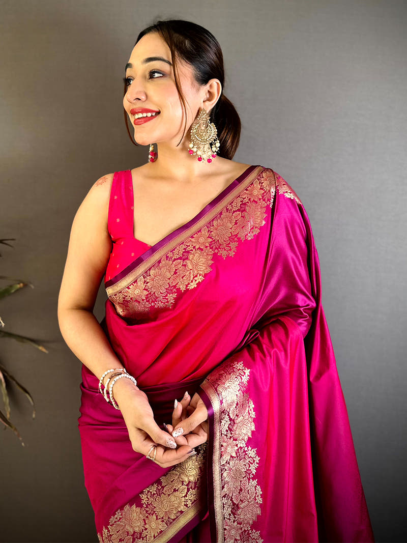 Heritage Ombre Weaving Mashru Silk Saree