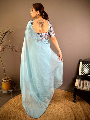Inari Silk Resham Embroidery Cutwork Saree