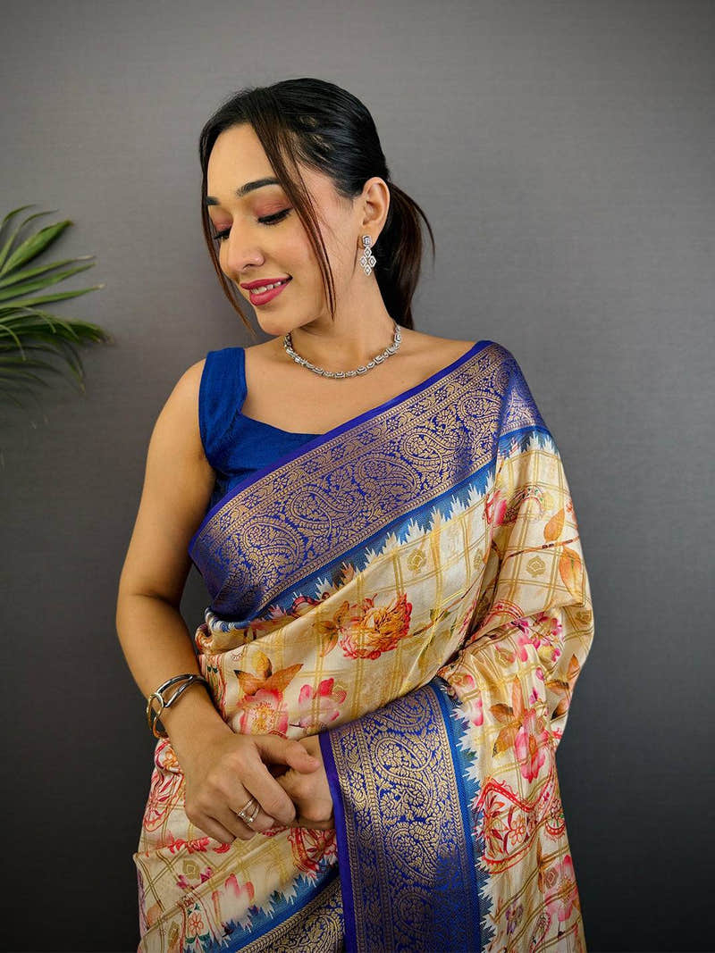Heritage Banarasi Kalamkari Printed Saree