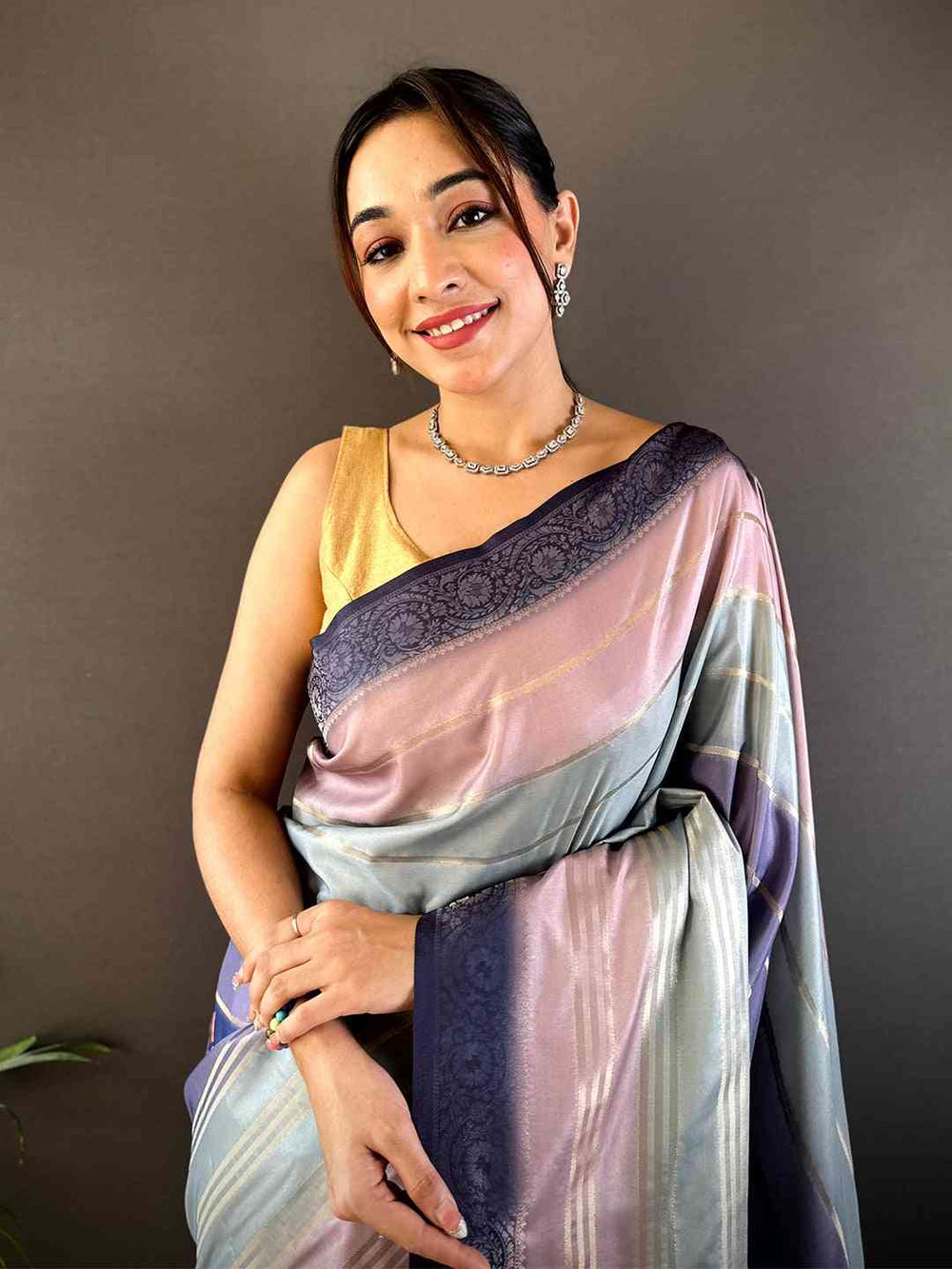 Lavender Kalamkari Ombre Crepe Silk Saree