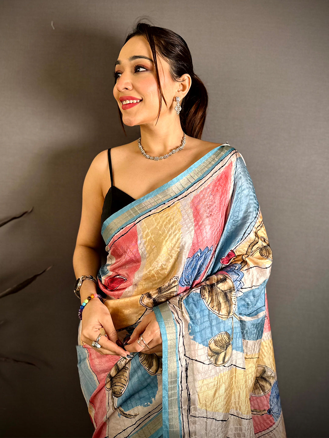 Digital Kalamkari Royal Tussar Saree