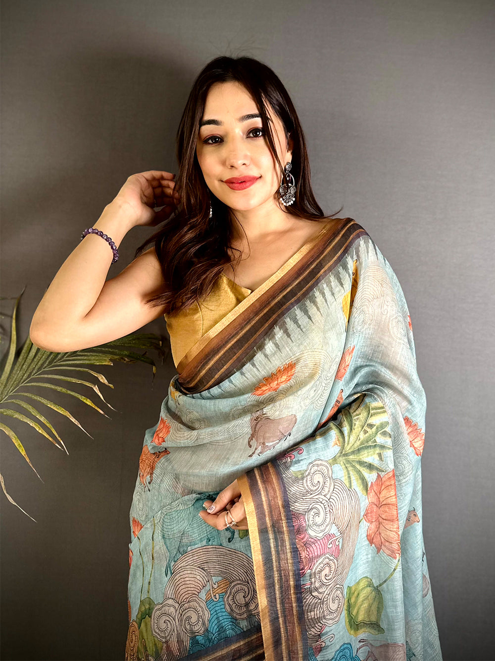 Classic Pichwai Linen Tissue Saree


