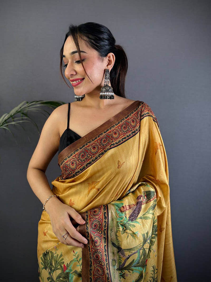 Heritage Soft Dola Silk Printed Saree