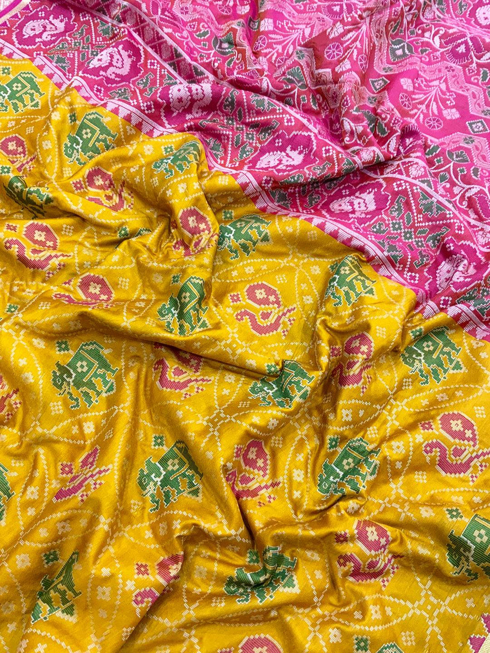 Elegant Yellow Pochampally Patola Silk Saree