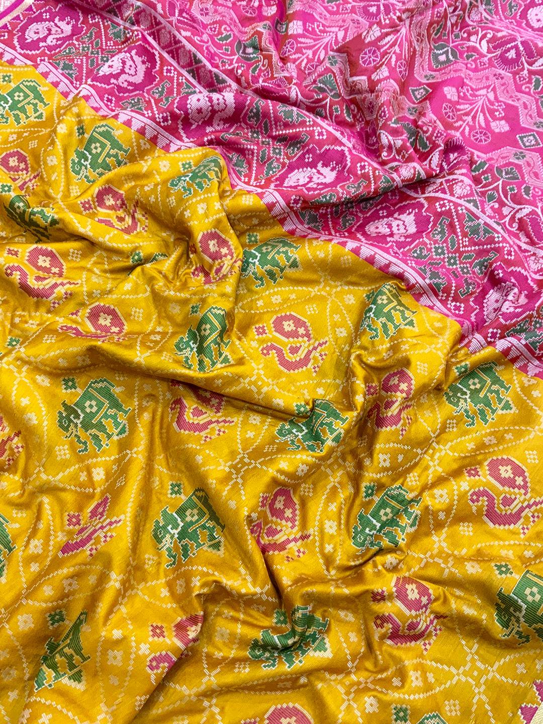 Elegant Yellow Pochampally Patola Silk Saree