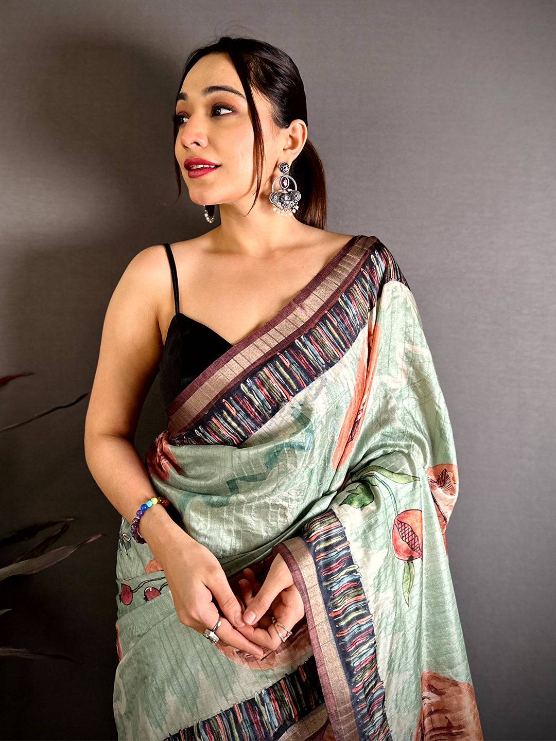 Artistic Soft Tussar Kalamkari Saree