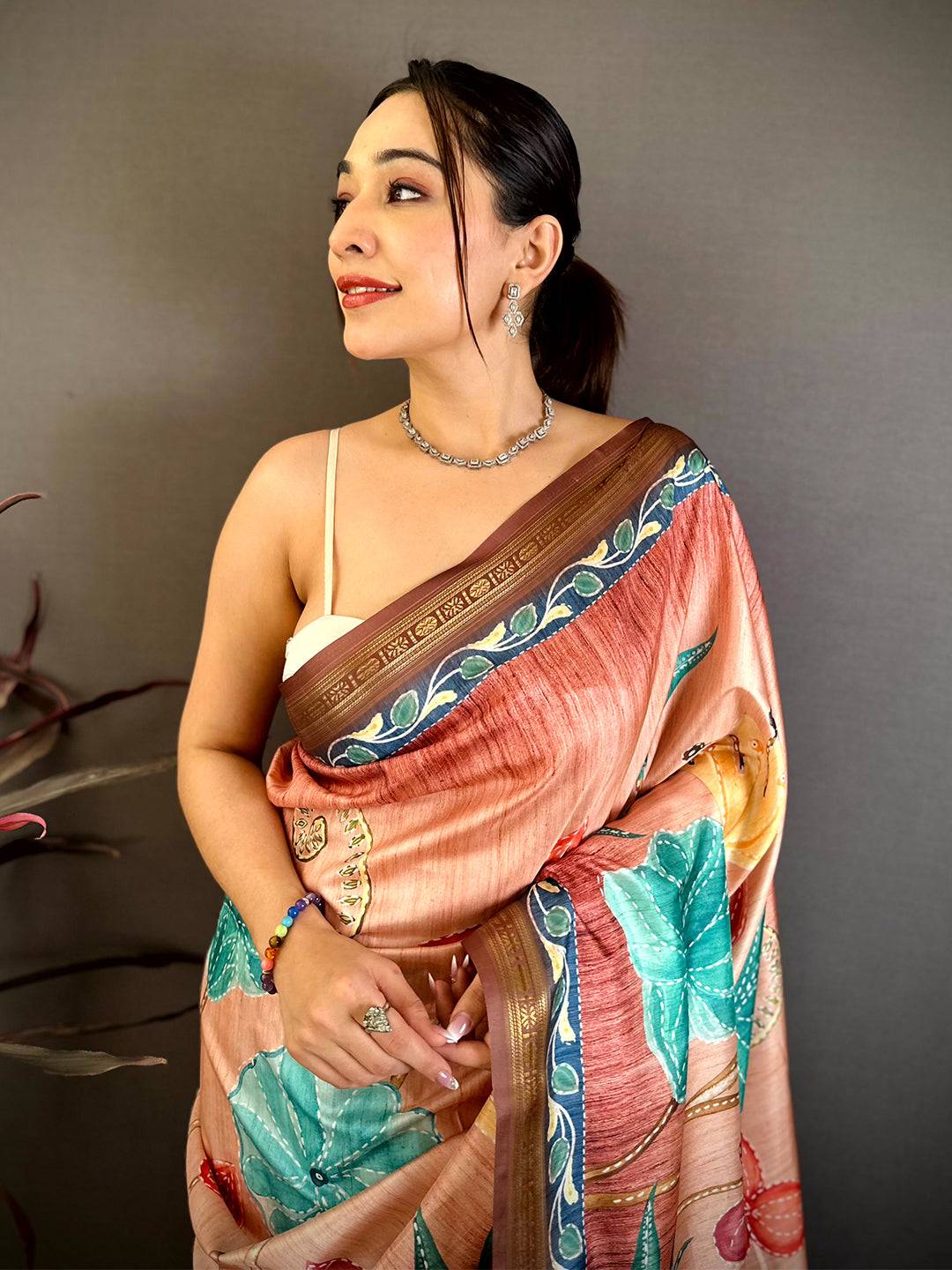 Regal Rudraksh Border Floral Silk Saree