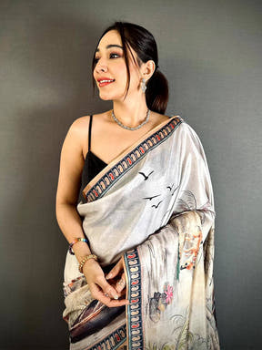 Regal Free-Hand Semi Tussar Saree