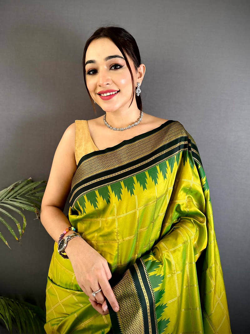 Majestic Dual Tone Gold Zari Saree