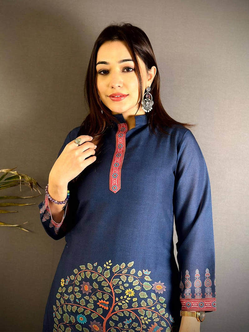 Kalamkari Collar Neck Mull Kurti