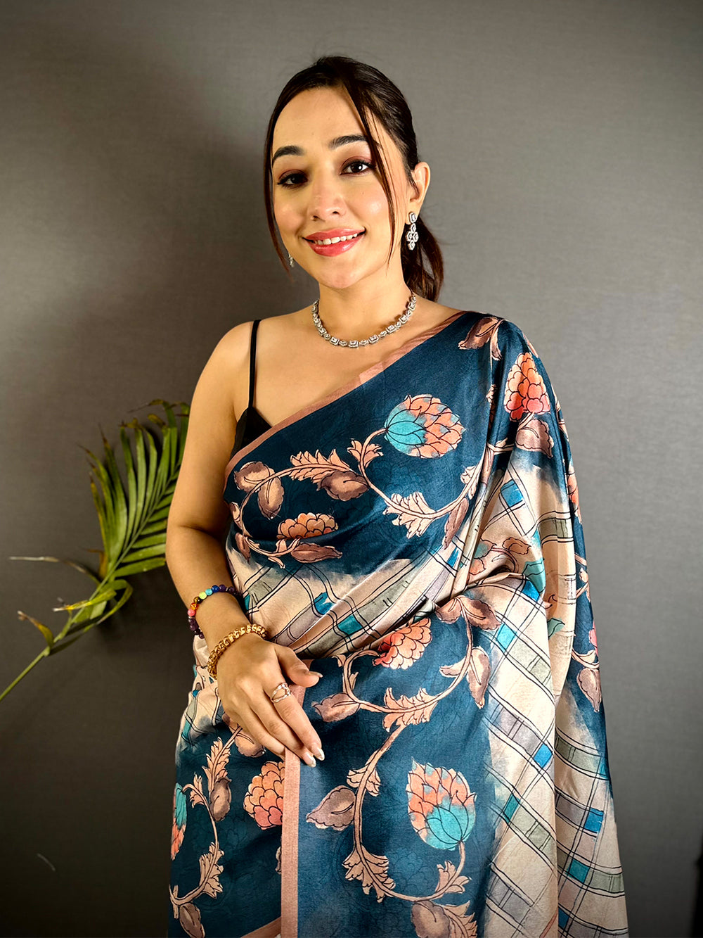 Regal Chex Kalamkari Tussar Saree