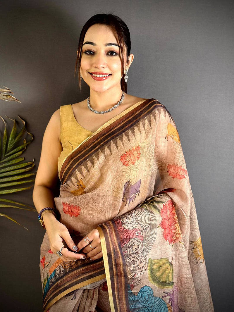 Opulent Pichwai Linen Tissue Saree