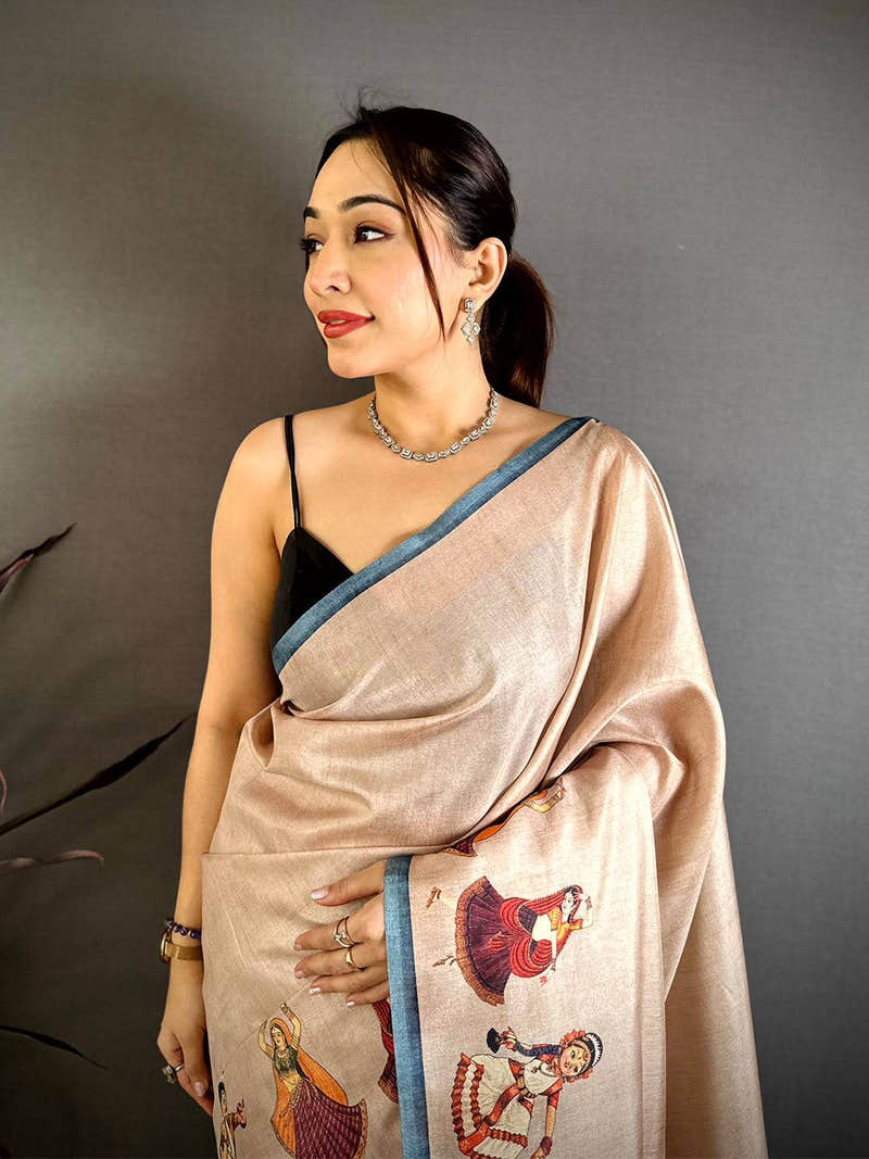 Stylish Bharatanatyam Doll Tussar Saree