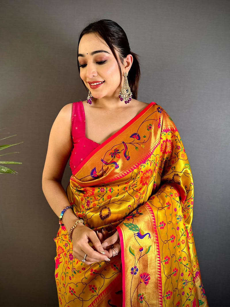 Royal Yellow Patola Paithani Saree