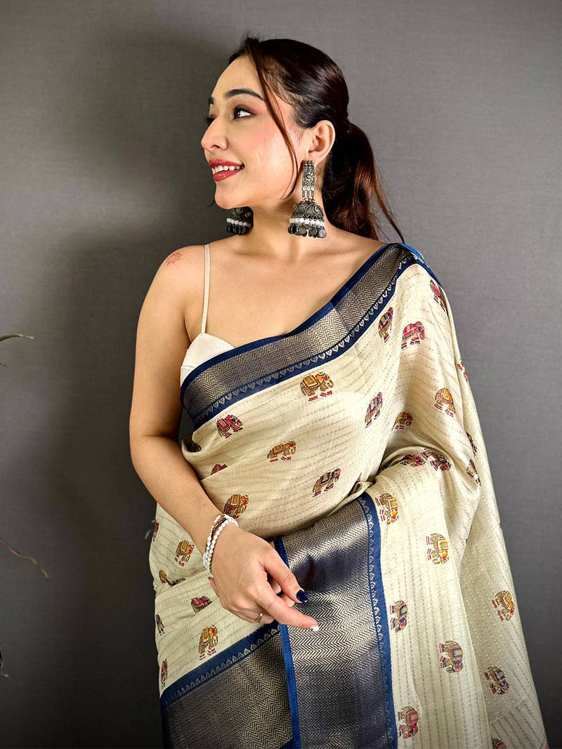 Royal Ajrakh Block Kalamkari Dola Saree
