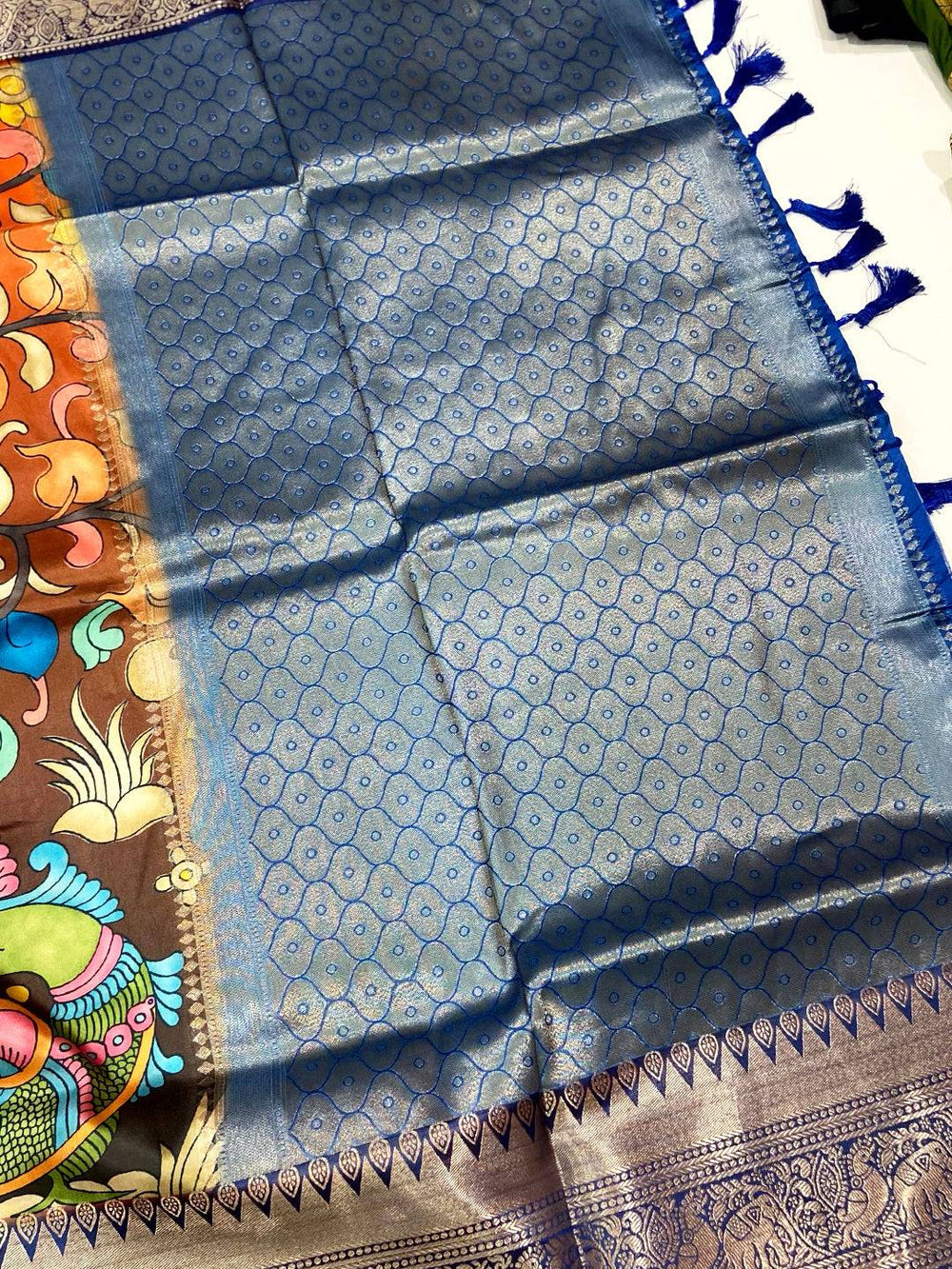 Majestic Multi Banarasi Silk Kalamkari Saree


