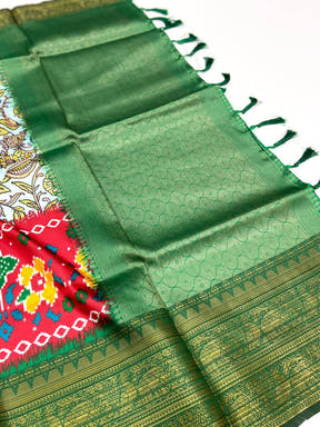 Pastel Blue Floral Banarasi Silk Saree
