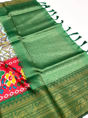 Pastel Blue Floral Banarasi Silk Saree