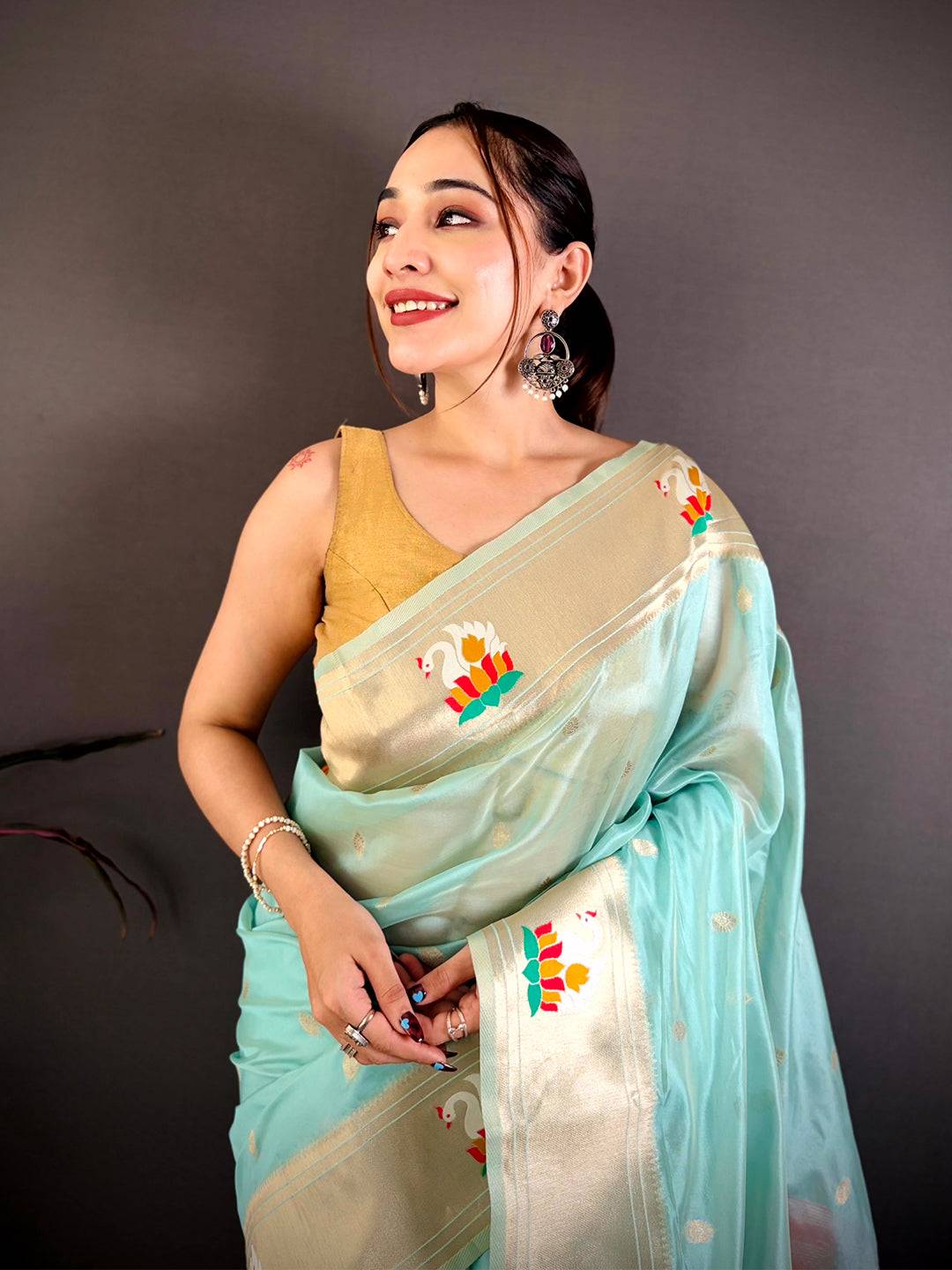 Elegant Royal Paithani Organza Tissue Saree