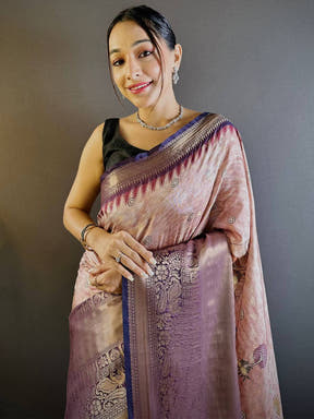 Intricate Soft Pink Banarasi Silk Saree