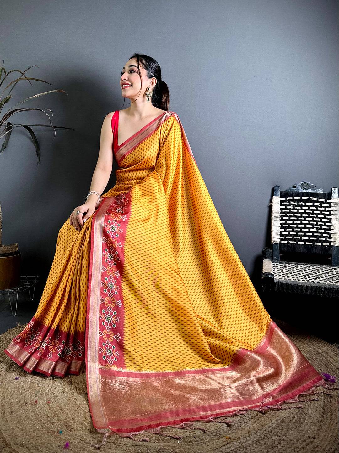 Radiant Ikkat Gaji Lakda Patta Silk Saree