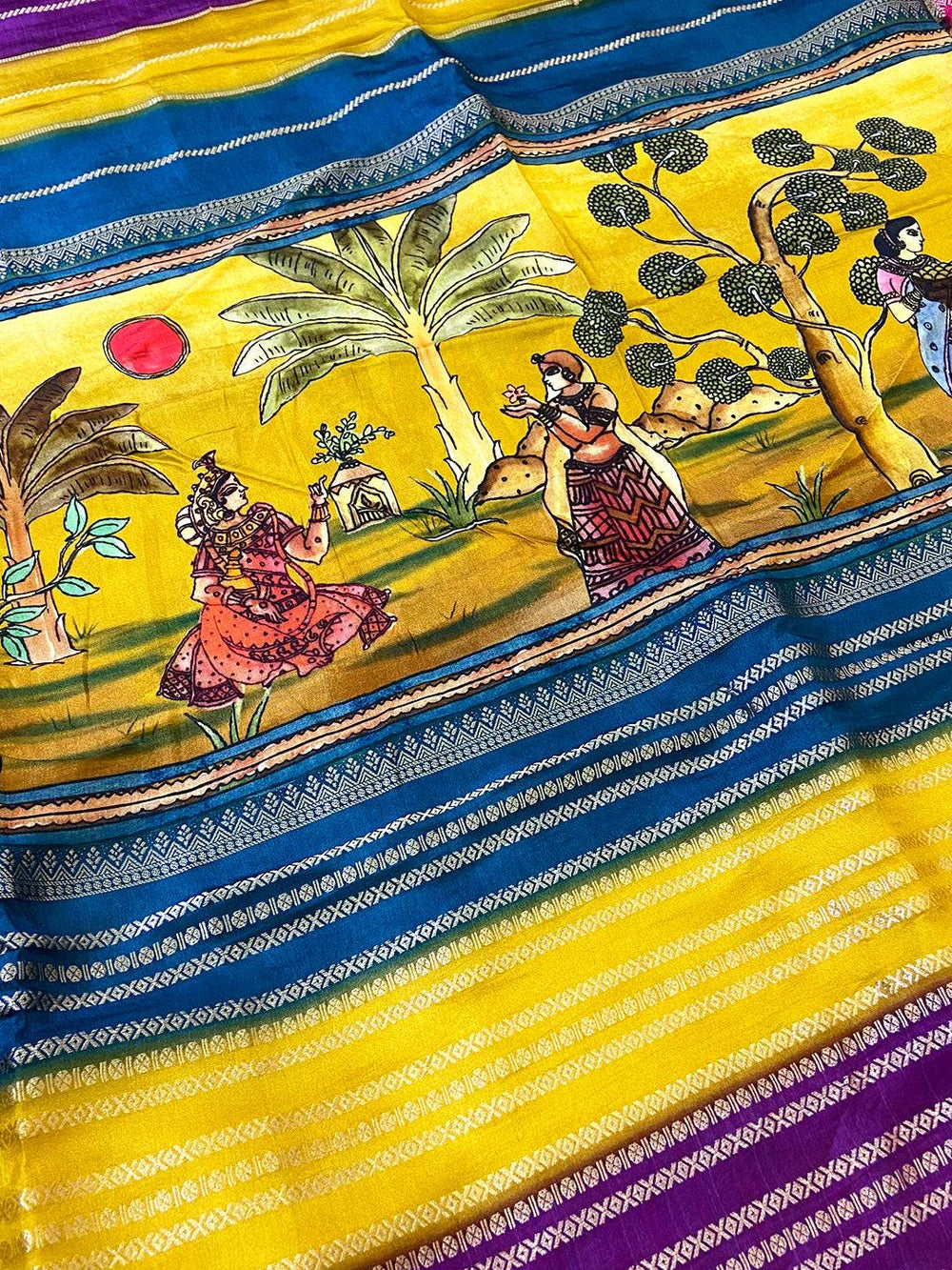 Regal Soft Silk Kalamkari Zari Stripe Saree