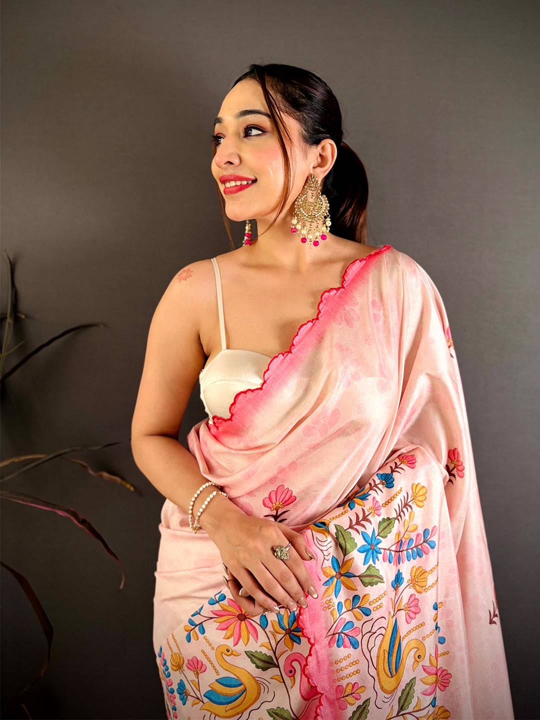 Soft Tussar Duck Kalamkari Print Saree