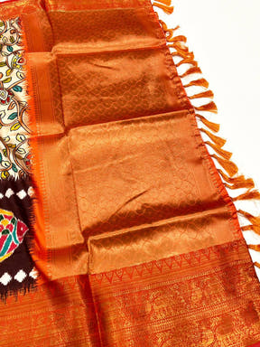 Radiant Cream Floral Banarasi Silk Saree