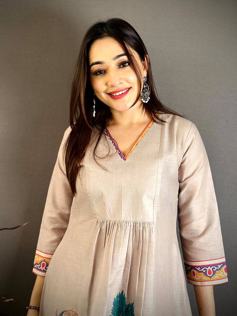 Artistic Miniature Print Mul Cotton Kurti
