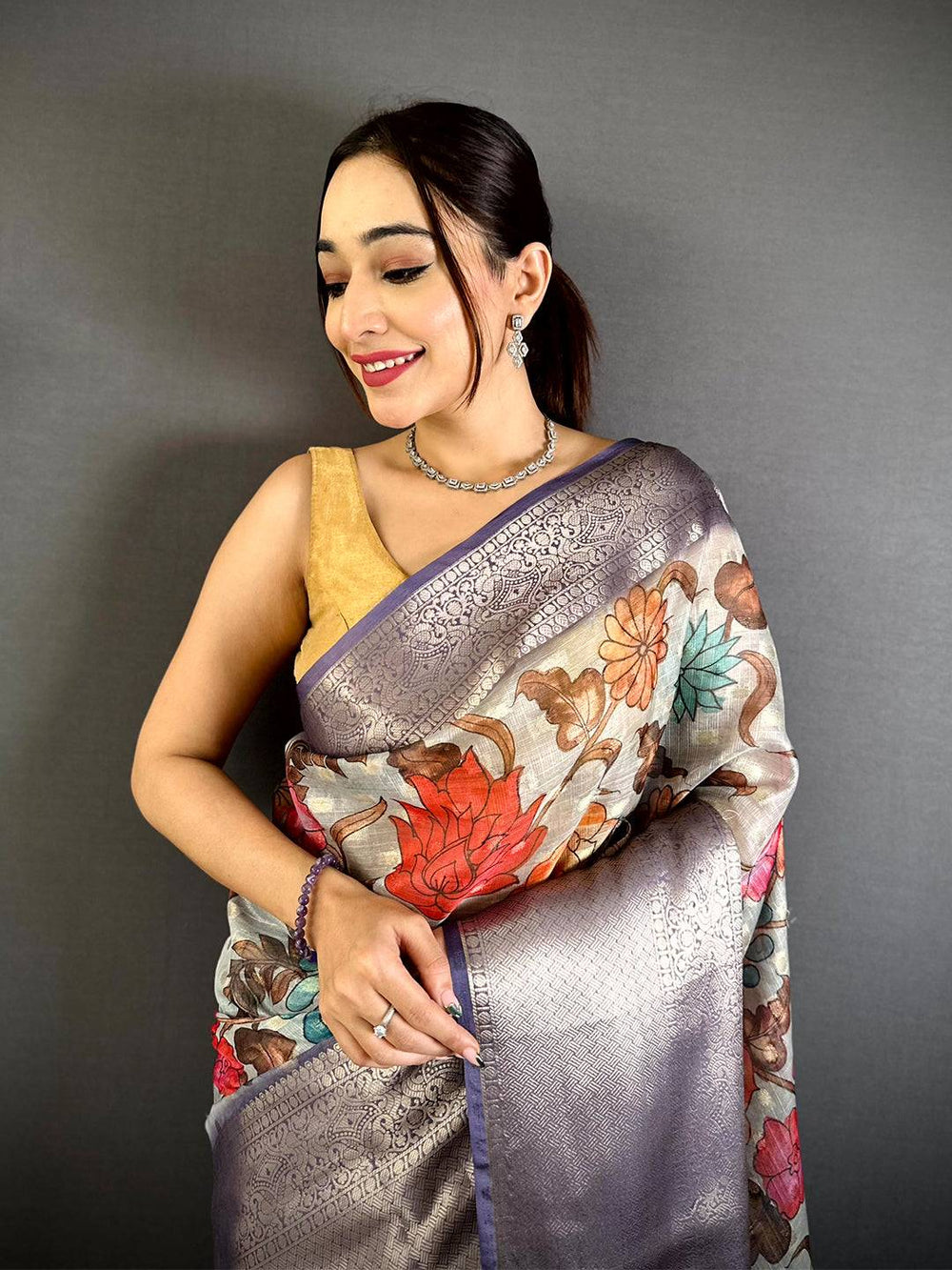 Elegant Kota Doriya Kalamkari Printed Saree


