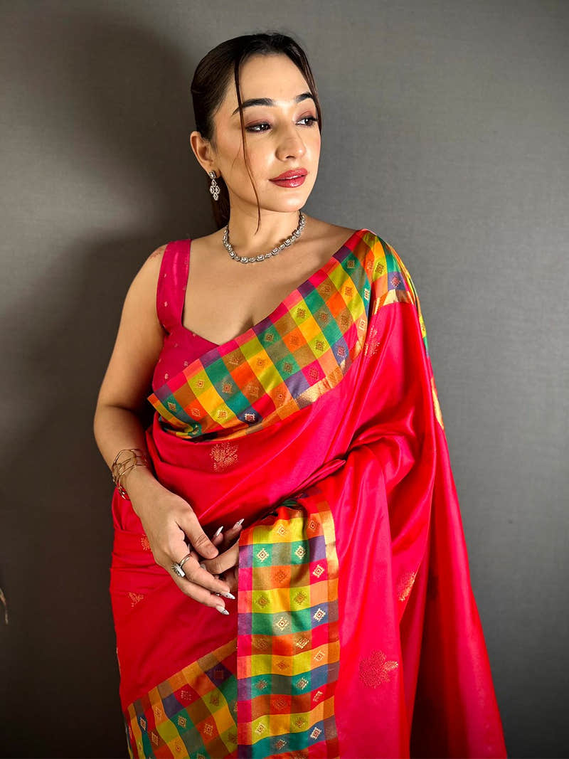 Pink Soft Silk Paalum Pazhamum Border Saree