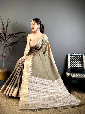 Classic Ajrakh Print Silk Celebration Saree