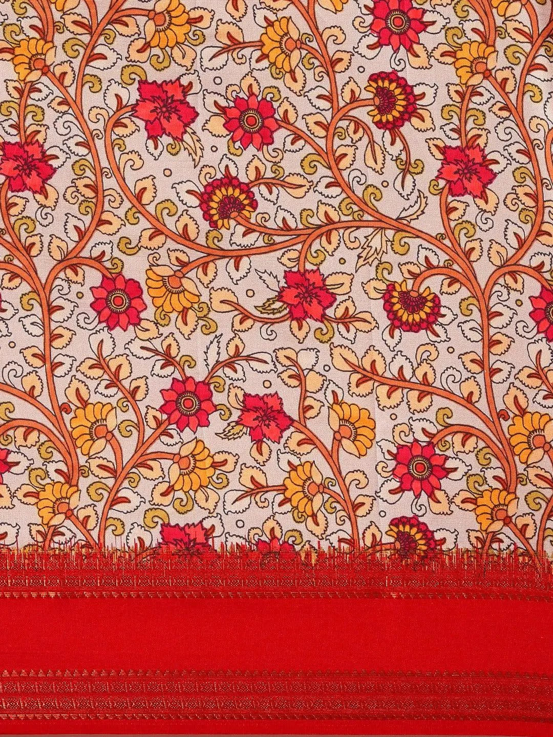 Flower Digital Print Soft Silk Saree With Pattu Zari border