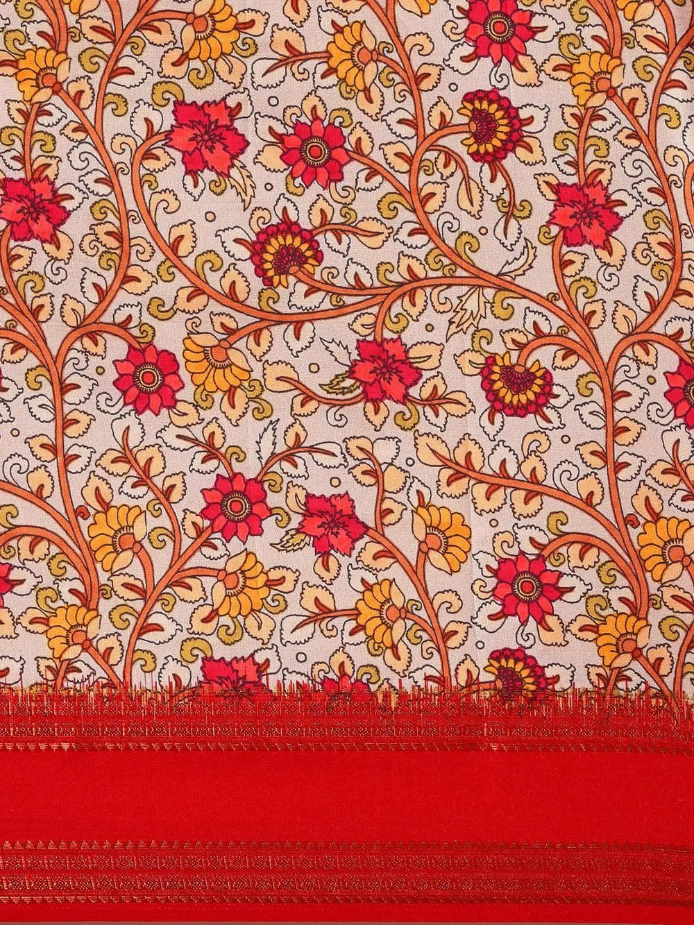 Flower Digital Print Soft Silk Saree With Pattu Zari border