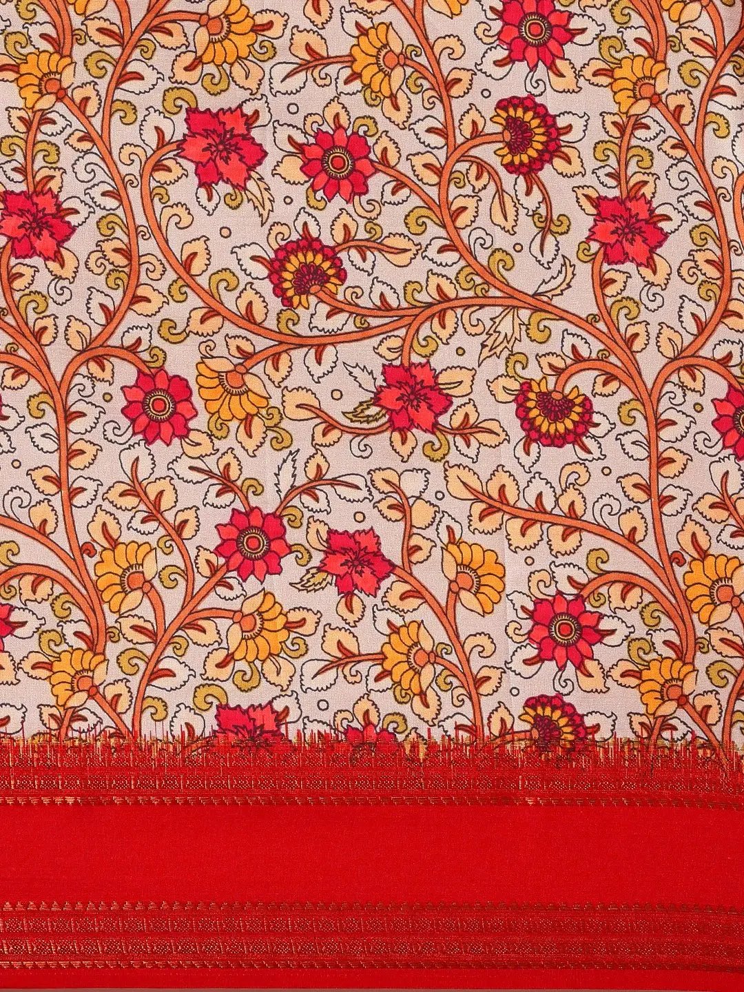 Flower Digital Print Soft Silk Saree With Pattu Zari border