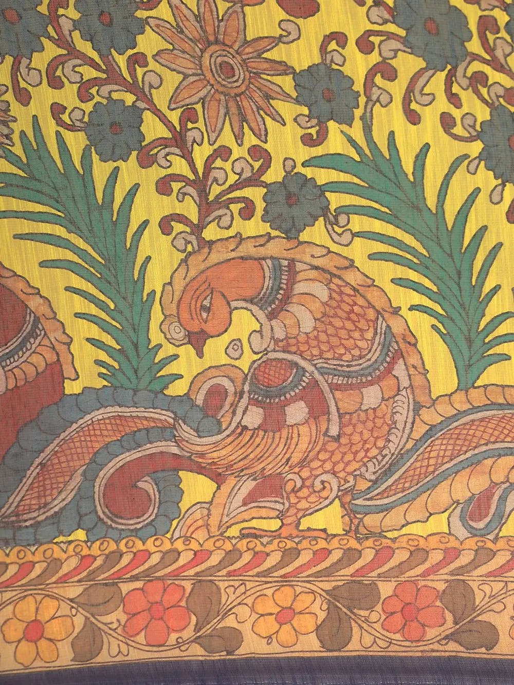 Digital Print Kalamkari Linen Saree