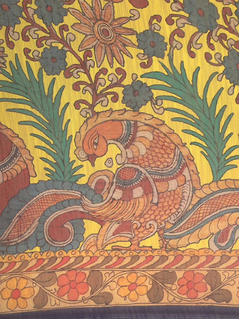 Digital Print Kalamkari Linen Saree
