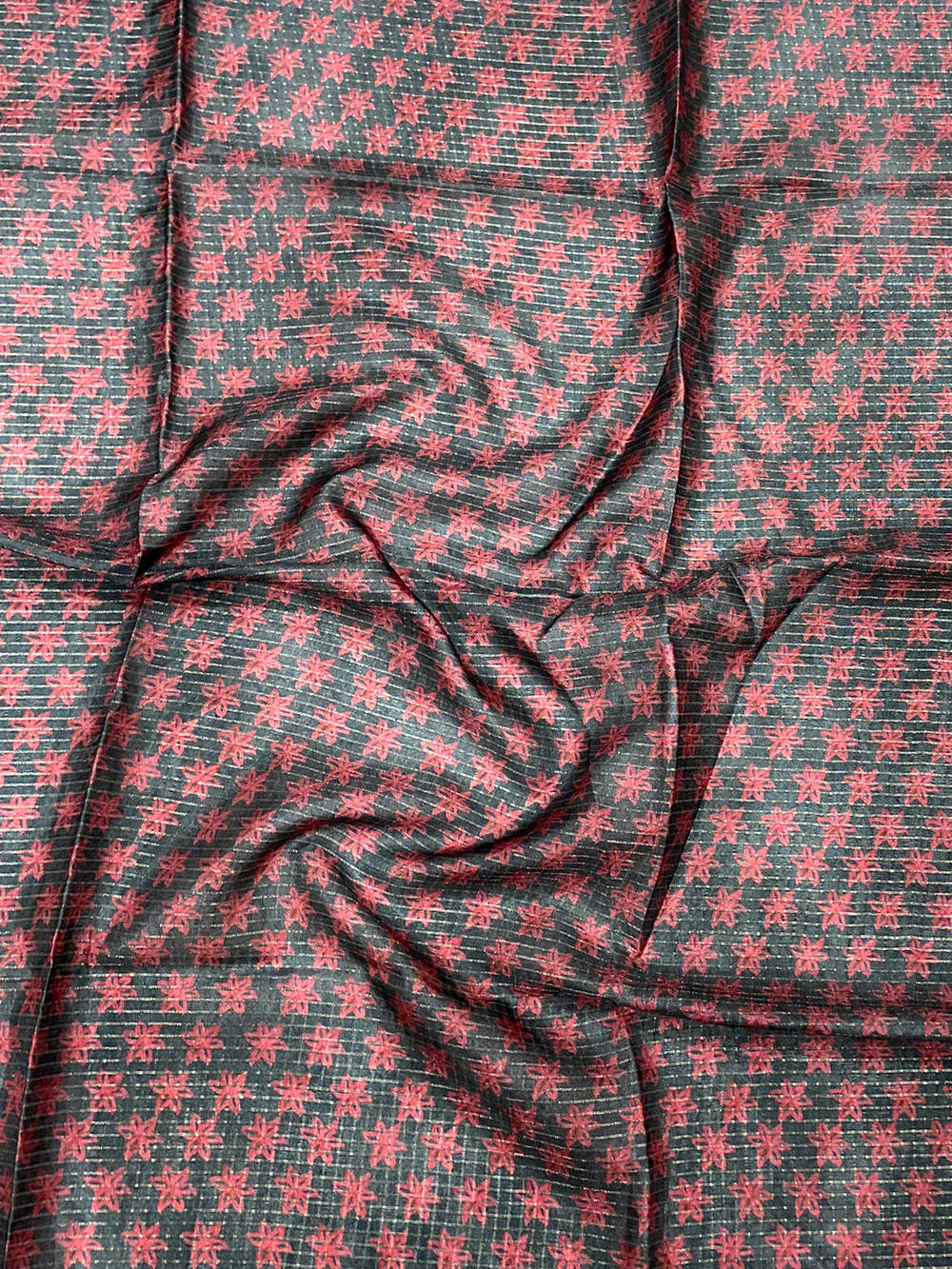 Slate Grey Tissue Chanderi Japanese Print Saree