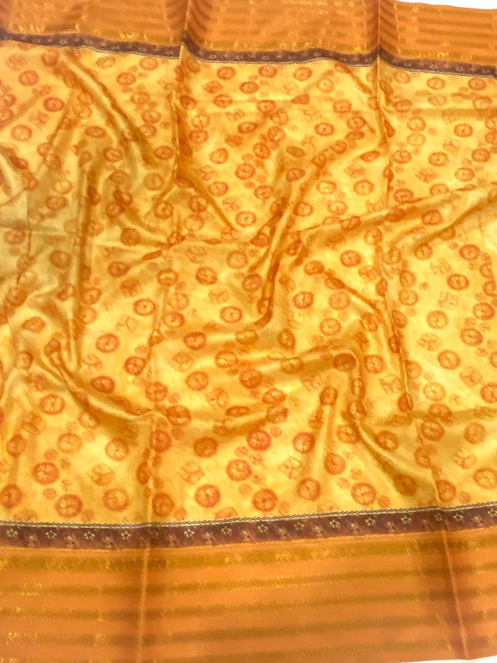 Mustard Soft Silk Shibori Printed Saree