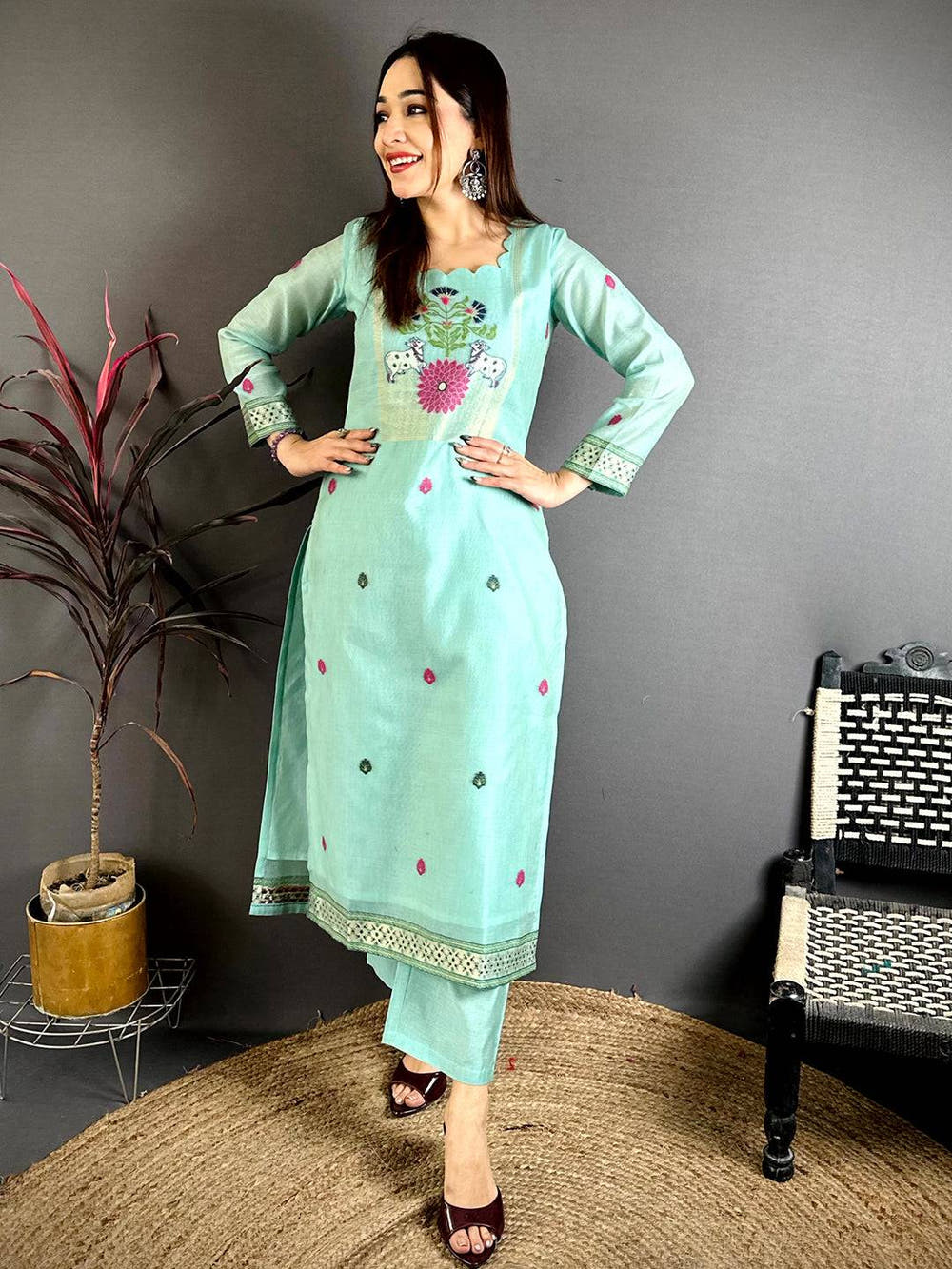 Aqua Classic Floral Cotton Dress