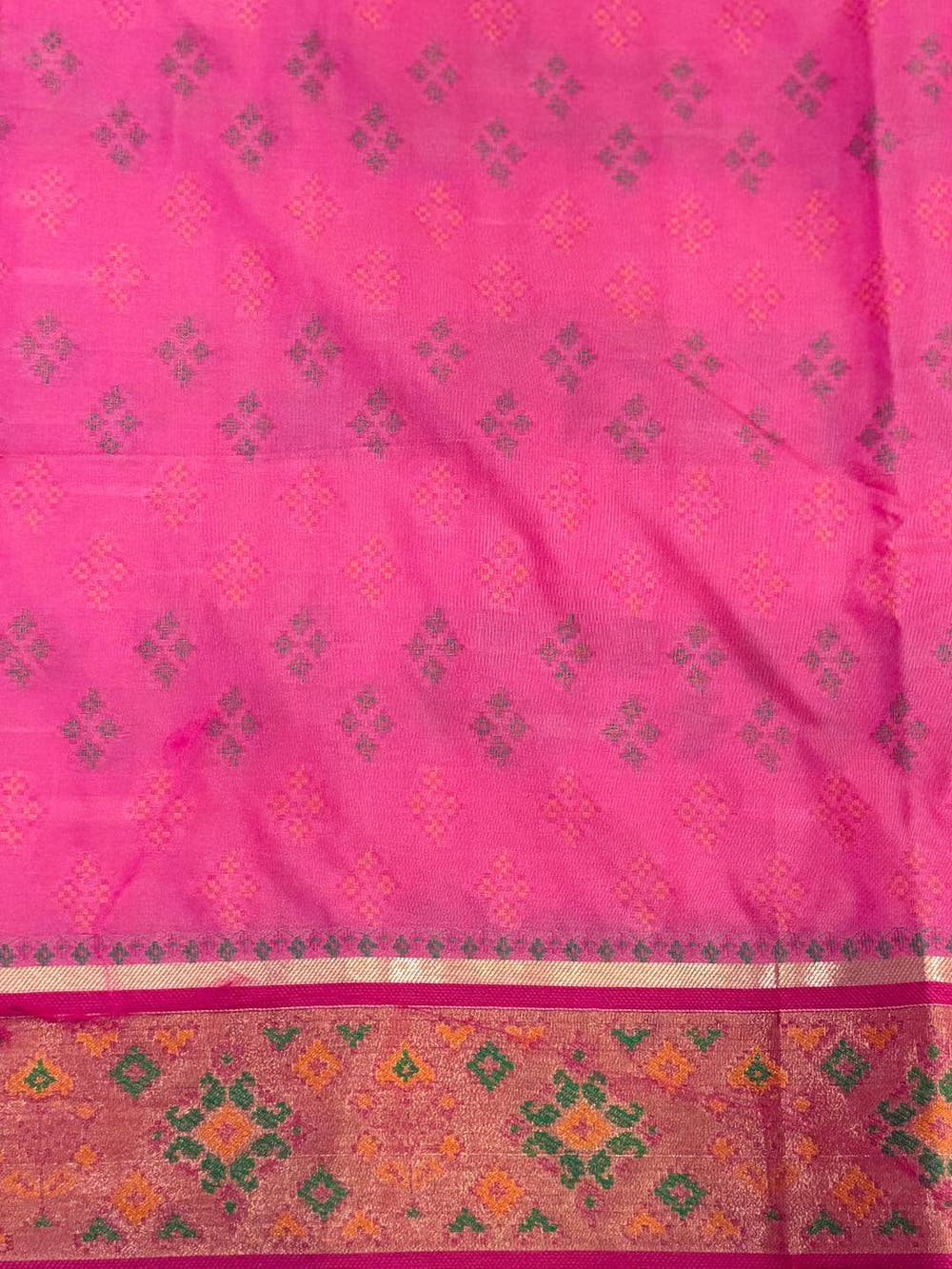 White Pochampally Patola Soft Silk Saree
