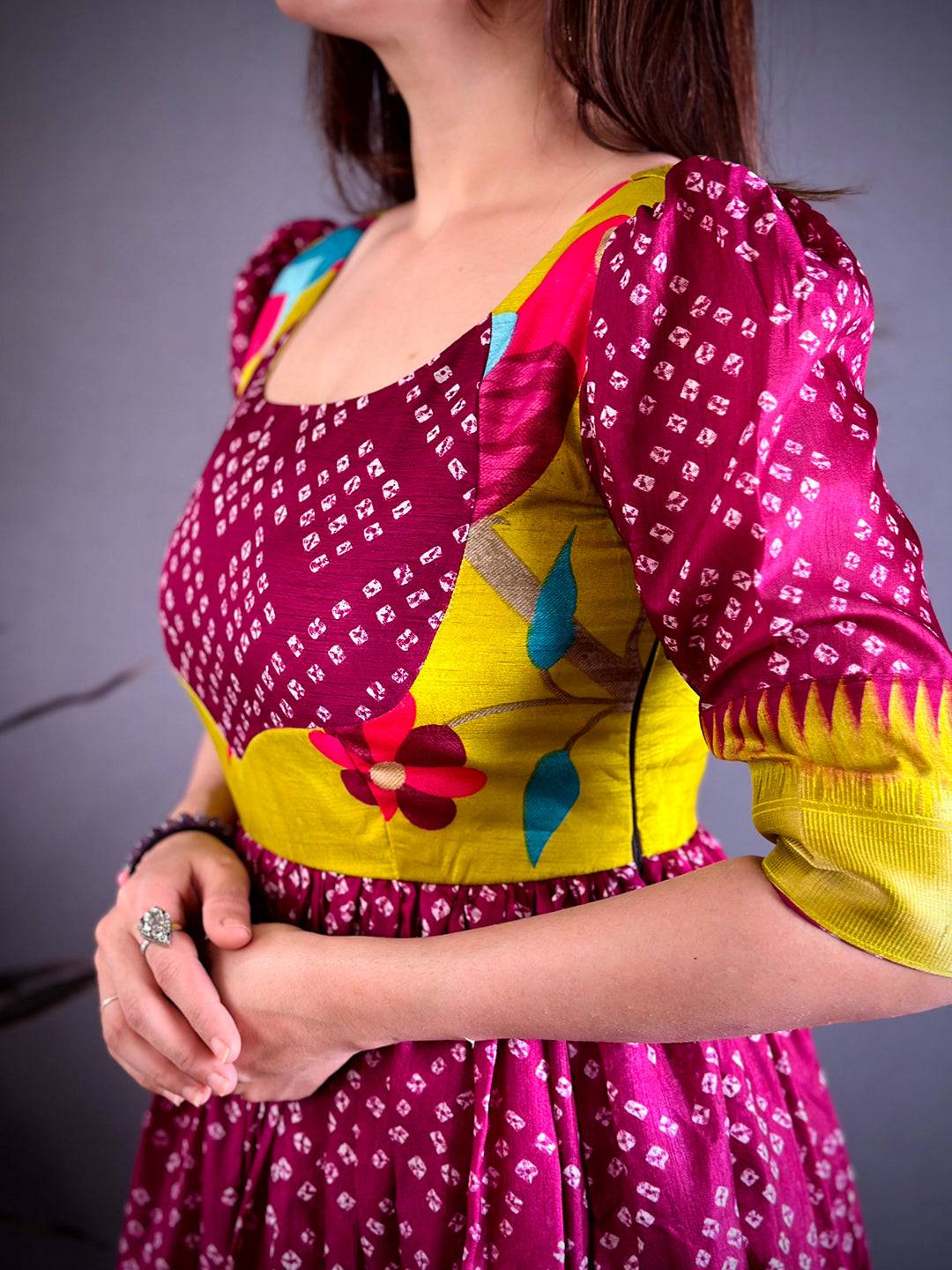 Regal Dola Silk Square Neck Dress