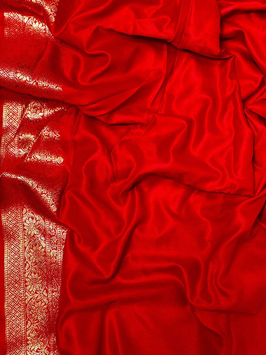 Mashru Satin Zari Weaving Kanchi Border Saree